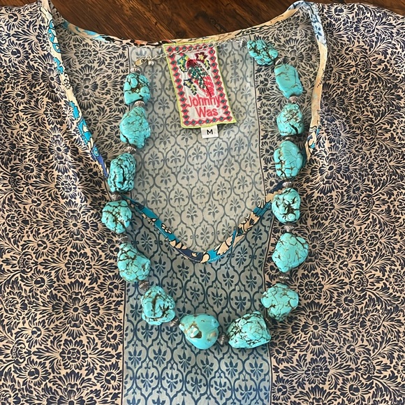 Johnny Was Silk V-Neck Tunic Dress Size MED-EUC-Like New🪷 - Picture 12 of 13